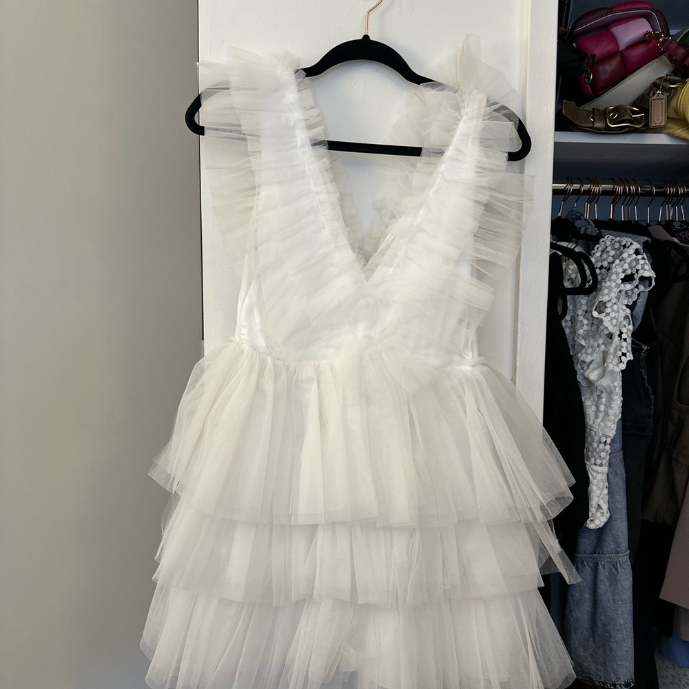 MARBLE White Layered Dress
